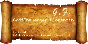 Grünsberger Florentin névjegykártya